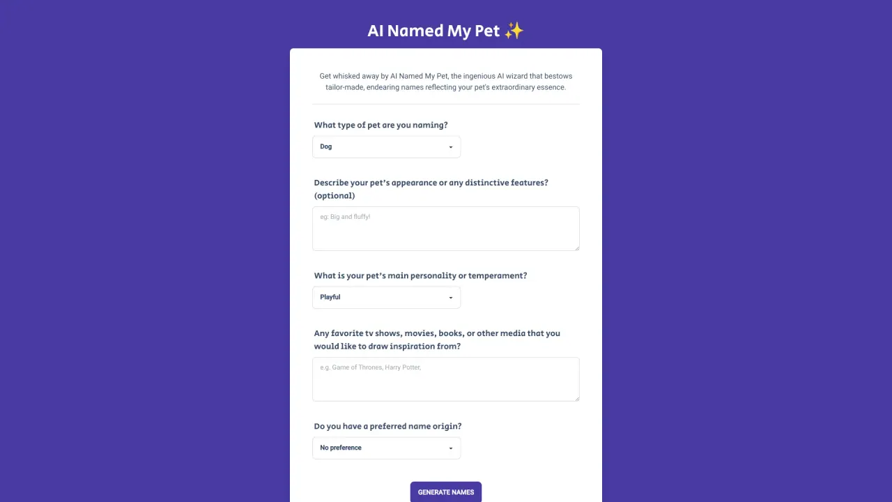 AINamedMyPet screenshot