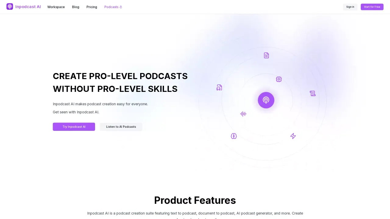 Inpodcast AI screenshot