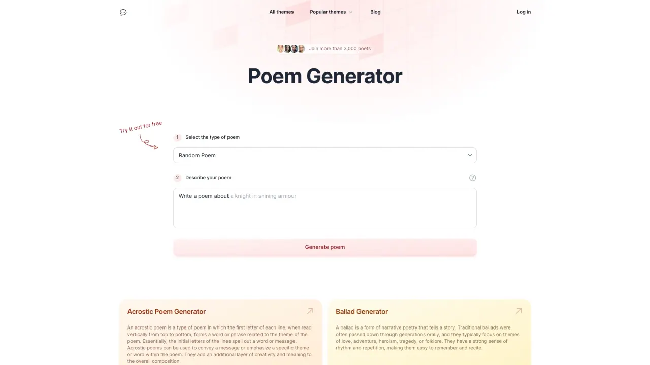 Poem Generator screenshot