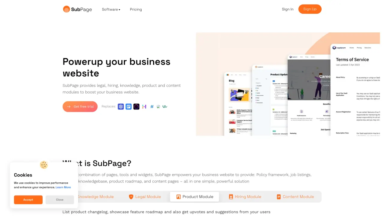 Subpage screenshot