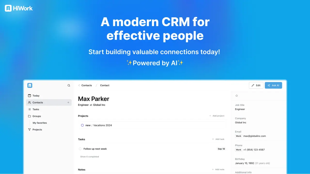 HiWork screenshot