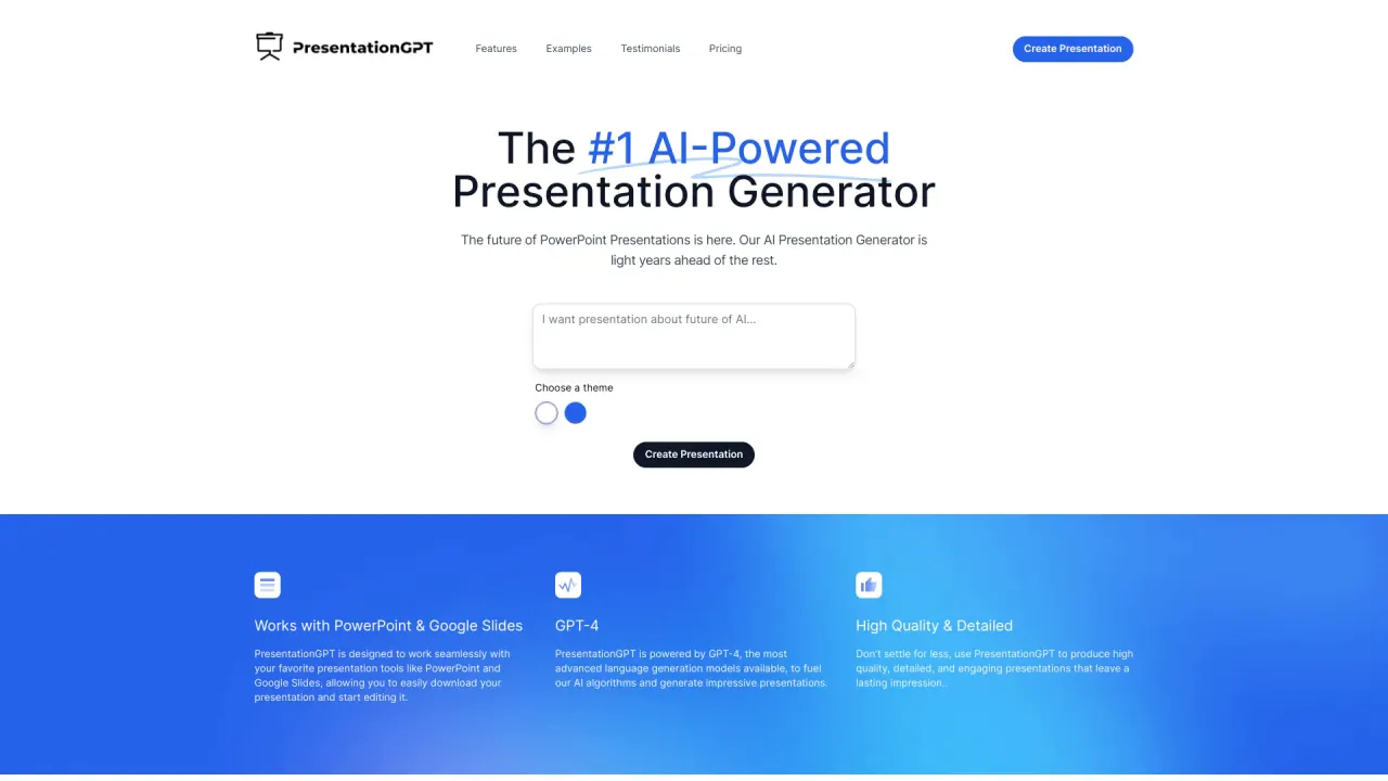 PresentationGPT screenshot