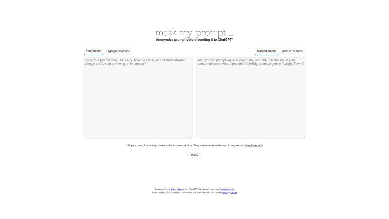 MaskMyPrompt screenshot