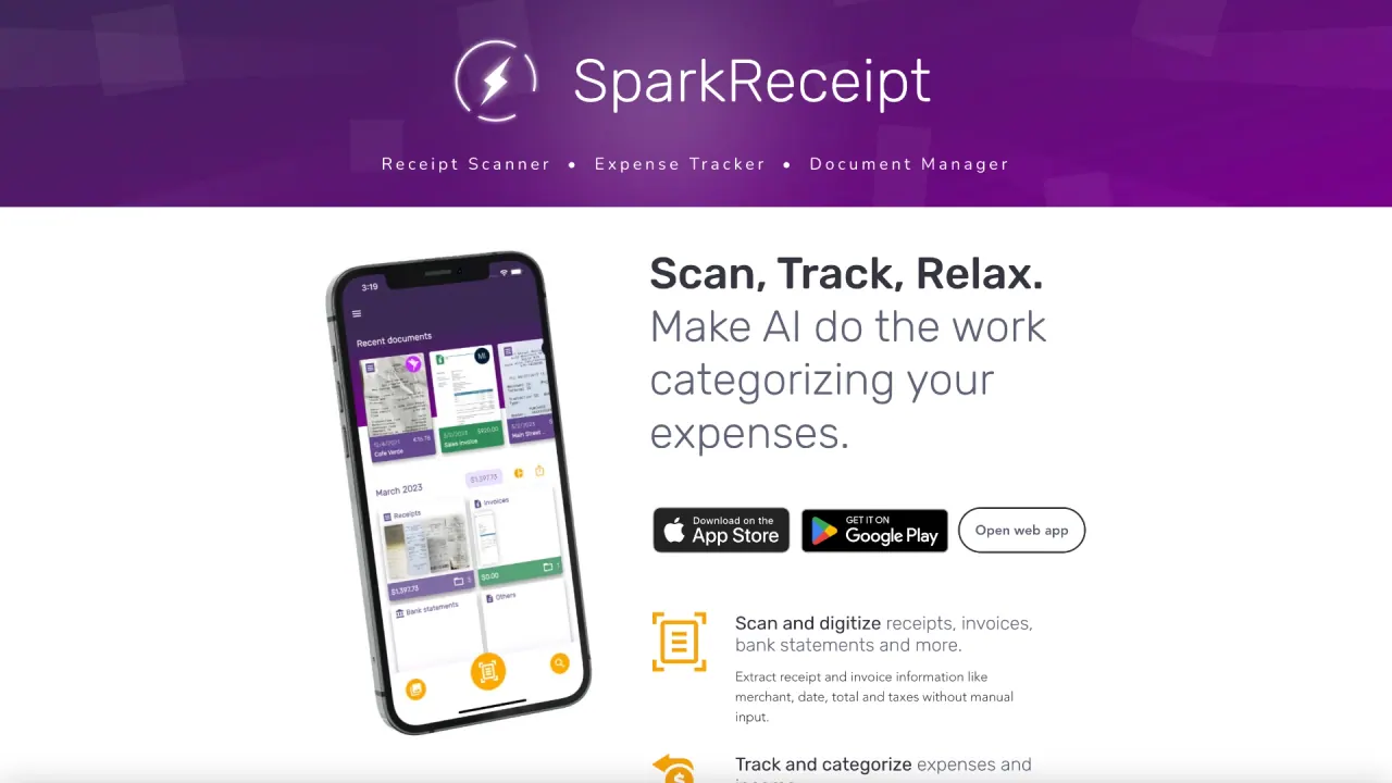 SparkReceipt screenshot
