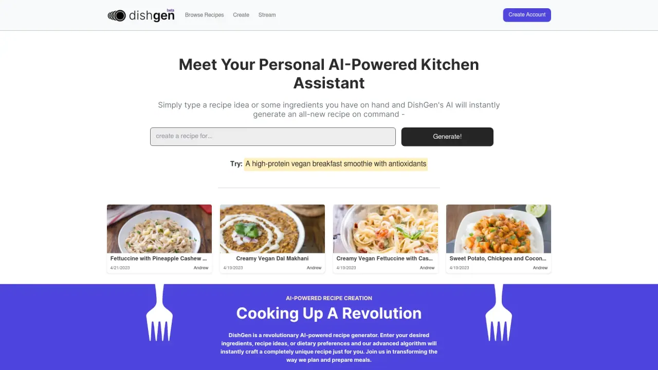 DishGen screenshot