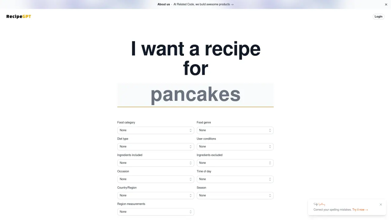 RecipeGPT screenshot