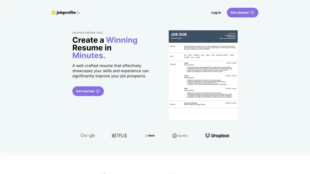 Jobprofile screenshot