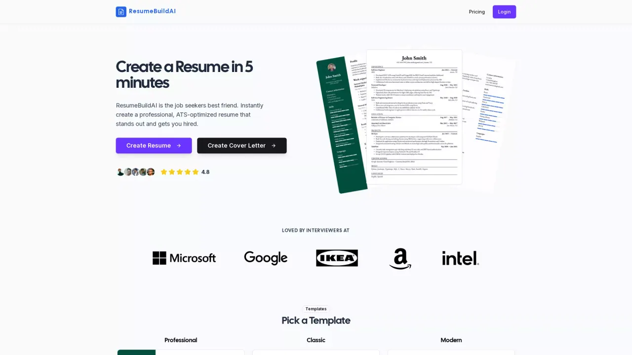 ResumeBuildAI screenshot