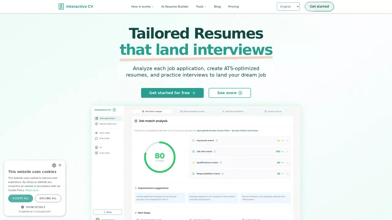Interactive CV screenshot
