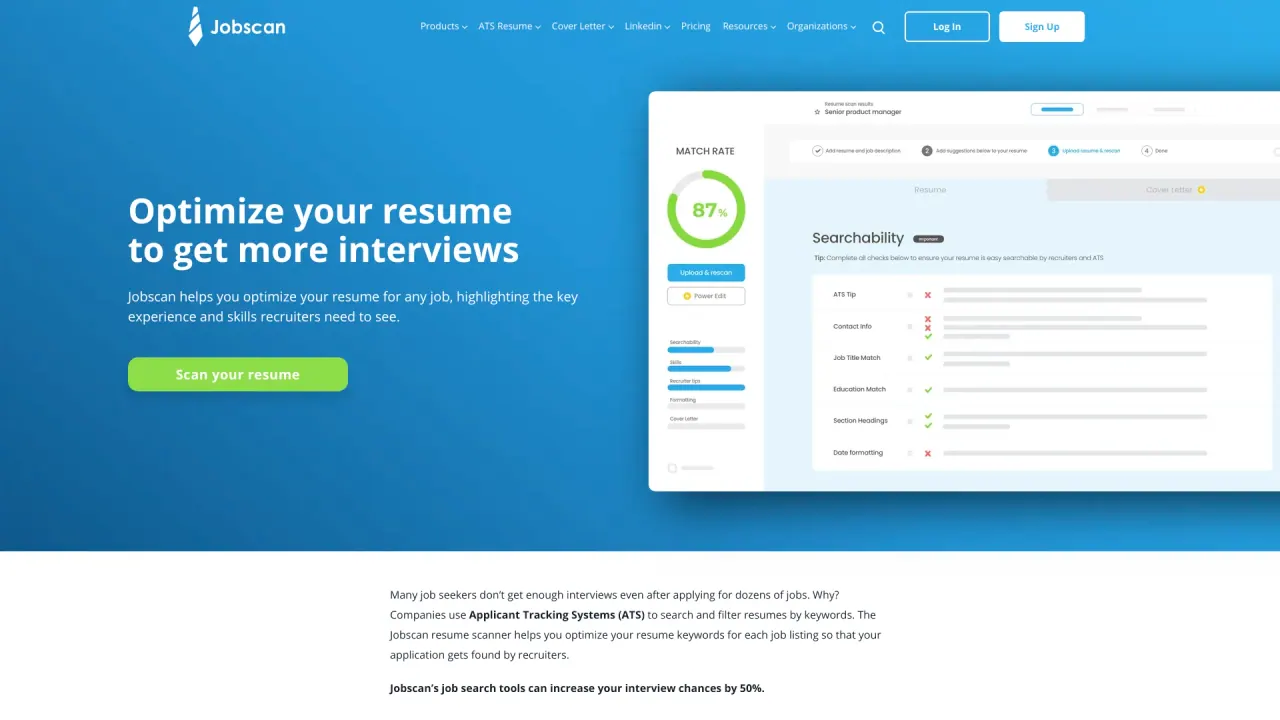 Jobscan screenshot
