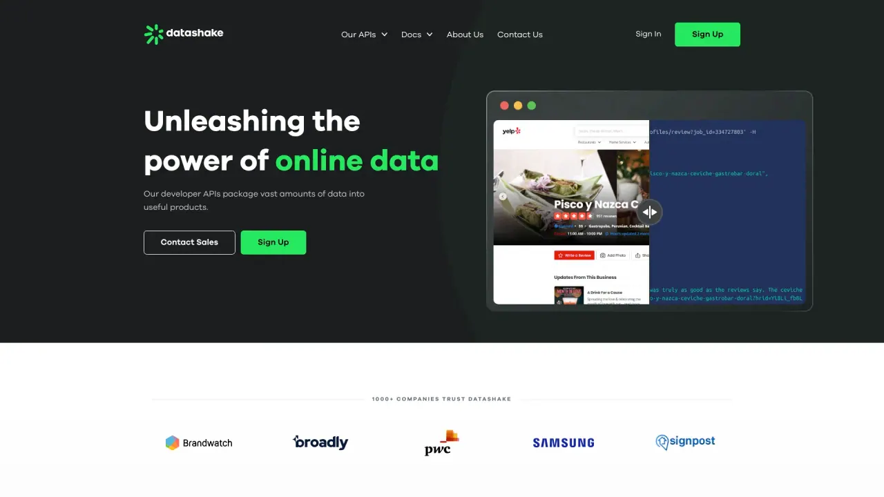 Datashake screenshot