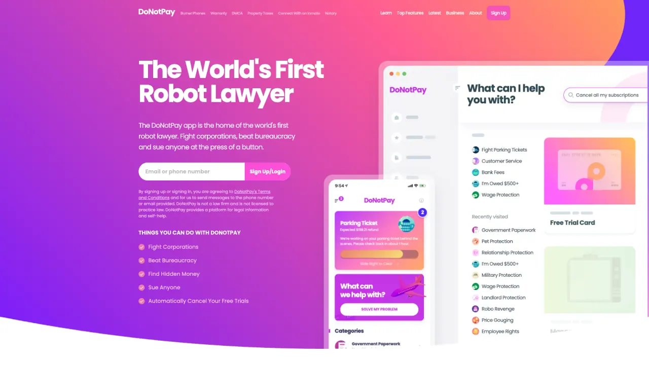 DoNotPay screenshot