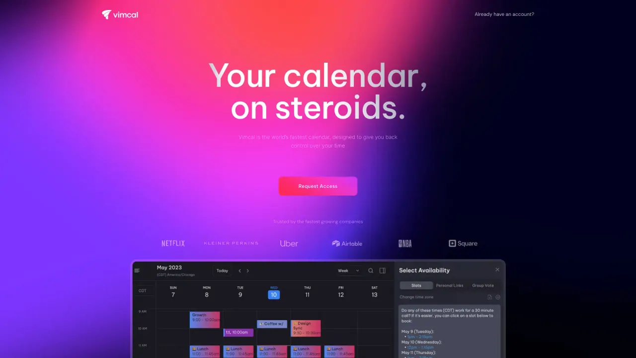 Vimcal screenshot