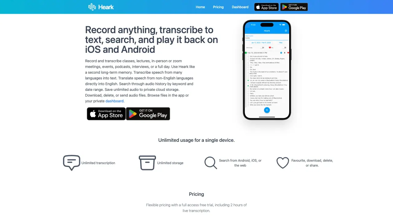 Heark screenshot