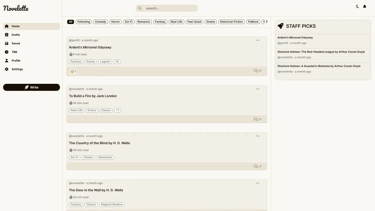 NoveletteApp screenshot