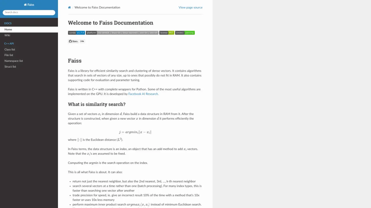 Faiss screenshot