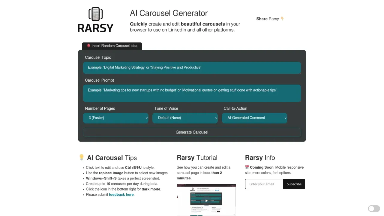 Rarsy screenshot