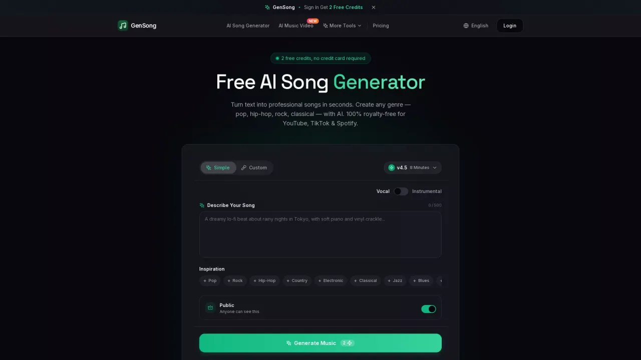 GenSong | Free AI Song Maker screenshot