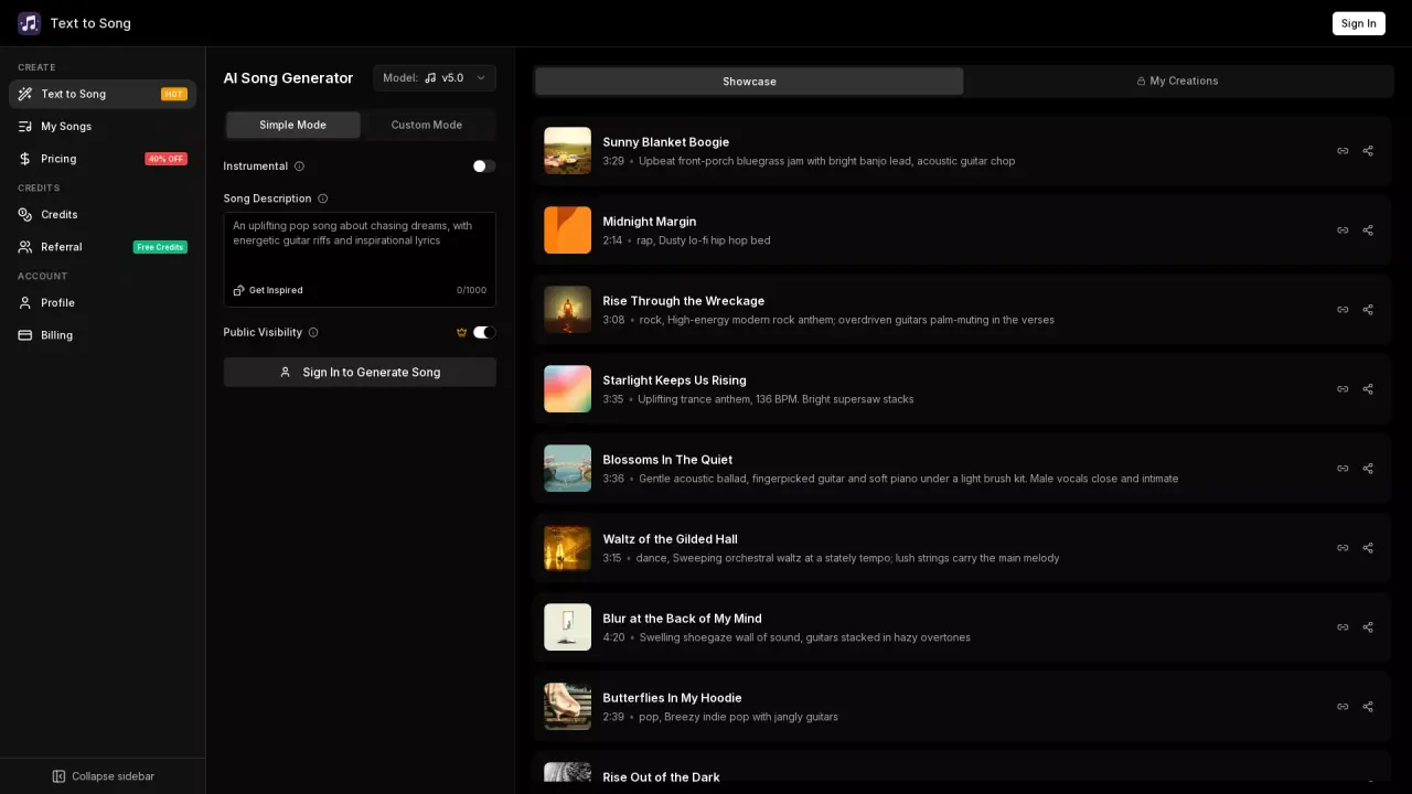 TextToSong screenshot