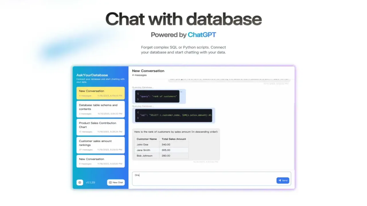 AskYourDatabase screenshot