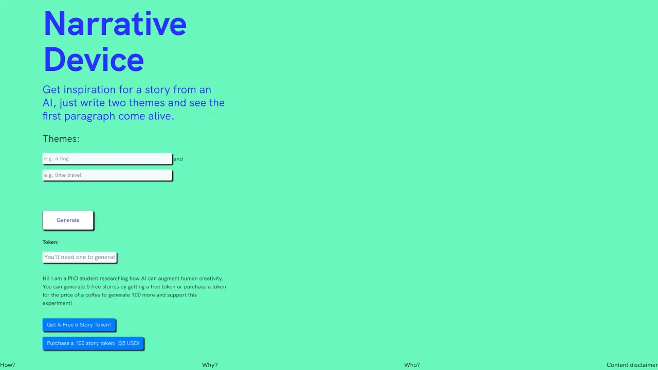 Narrative Device AI screenshot