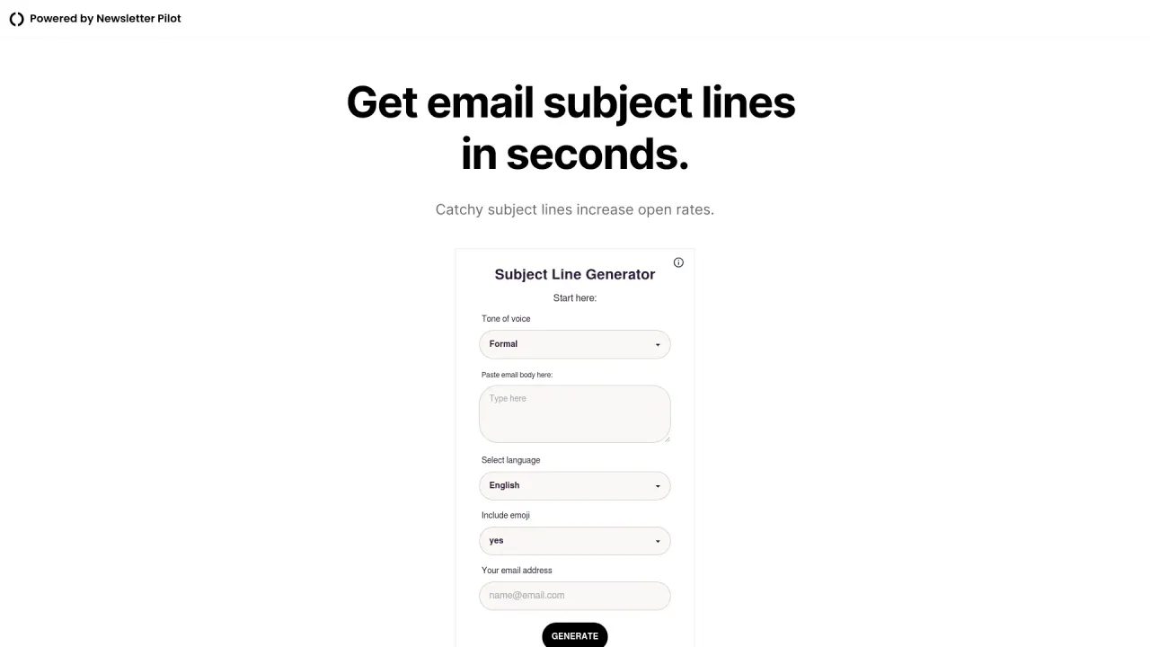 Subject Line Generator screenshot