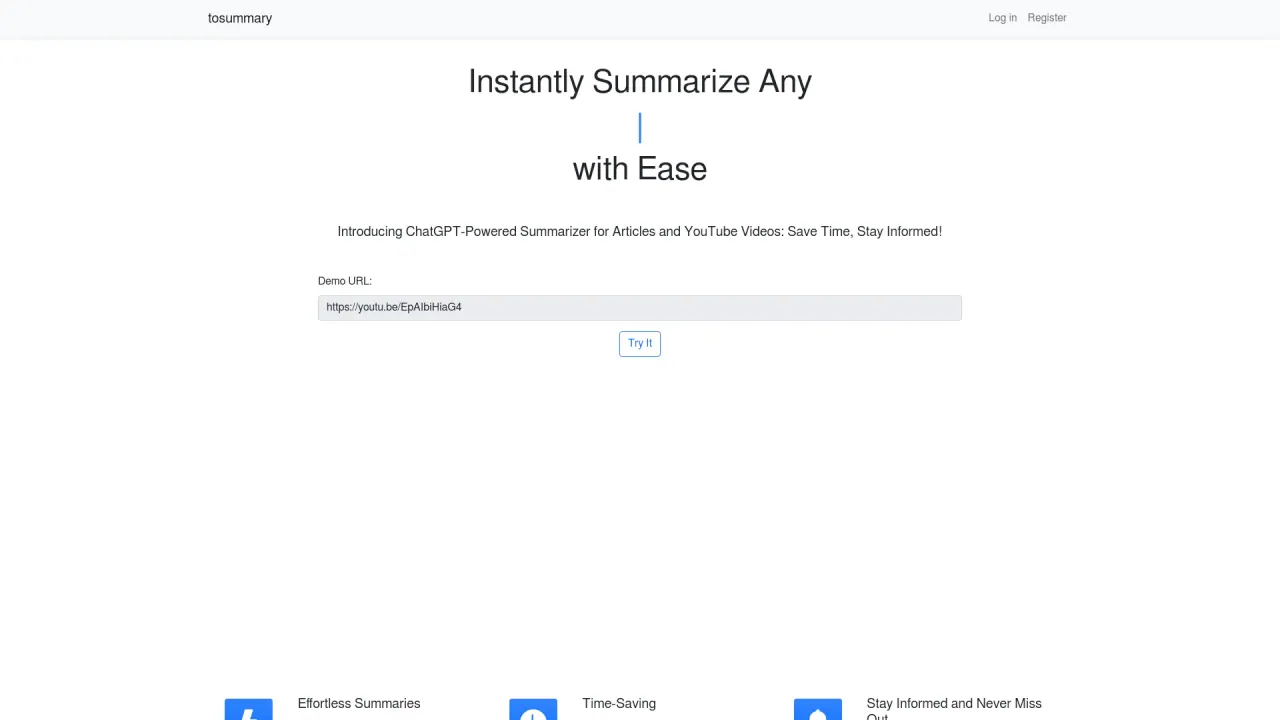 Tosummary screenshot