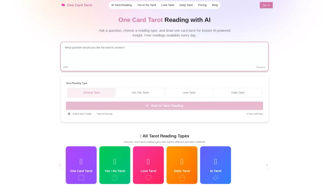 OneCardTarot screenshot