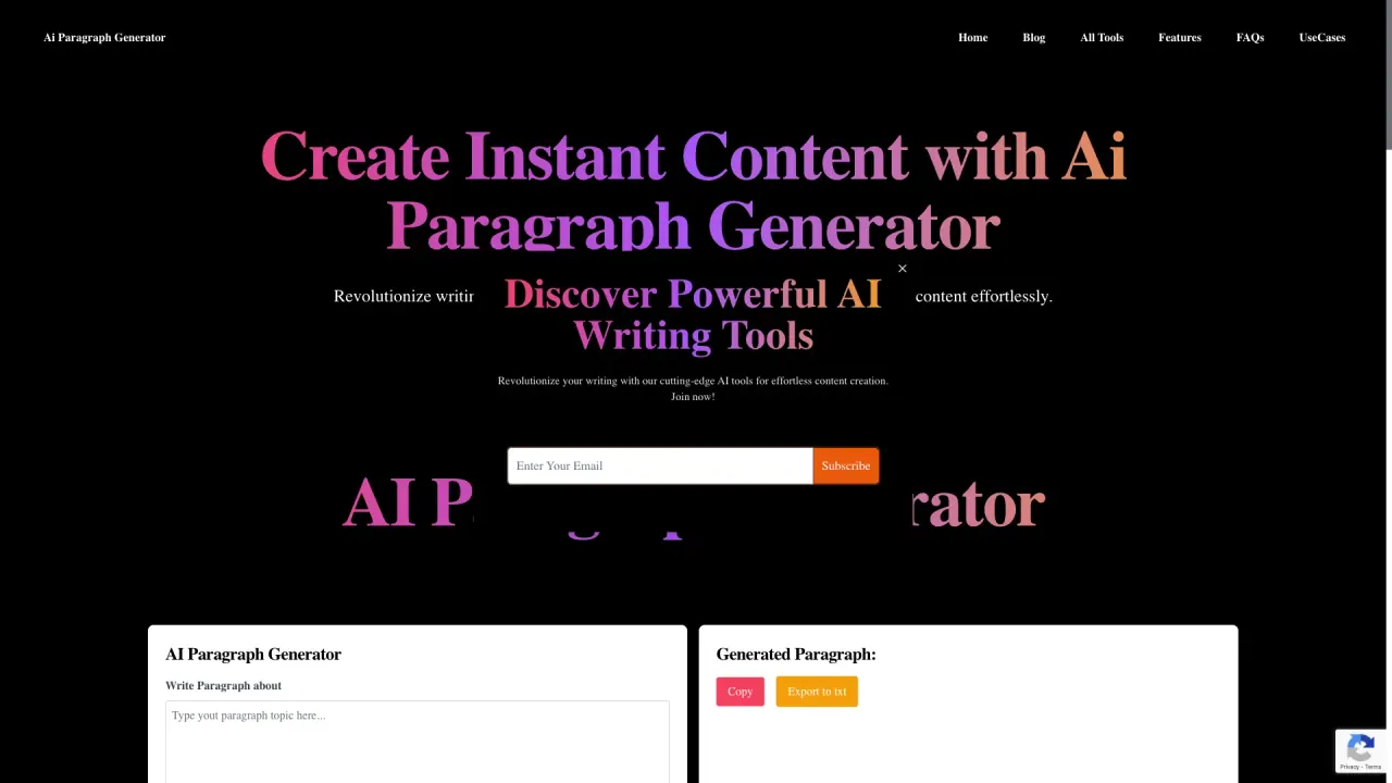 AI Paragraph Generator screenshot