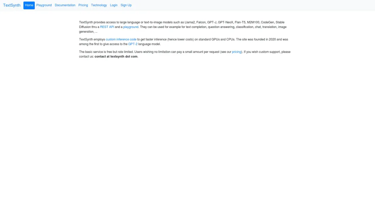 Textsynth screenshot