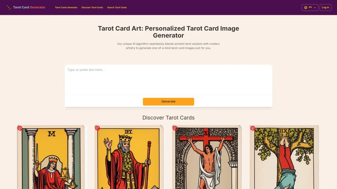 Tarot Card Generator screenshot
