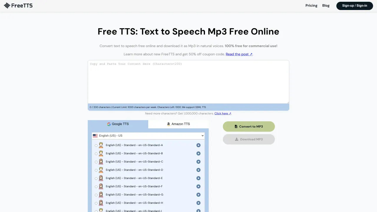 Free TTS screenshot