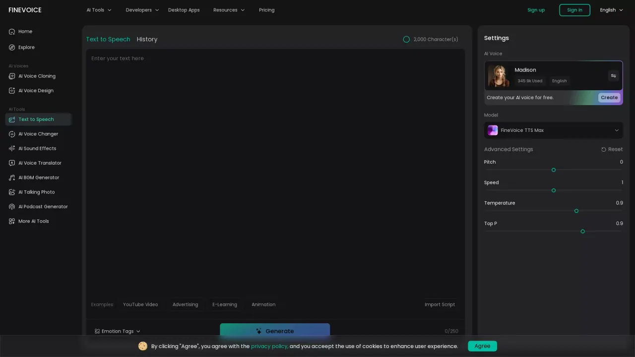 FineVoice Text to Speech screenshot