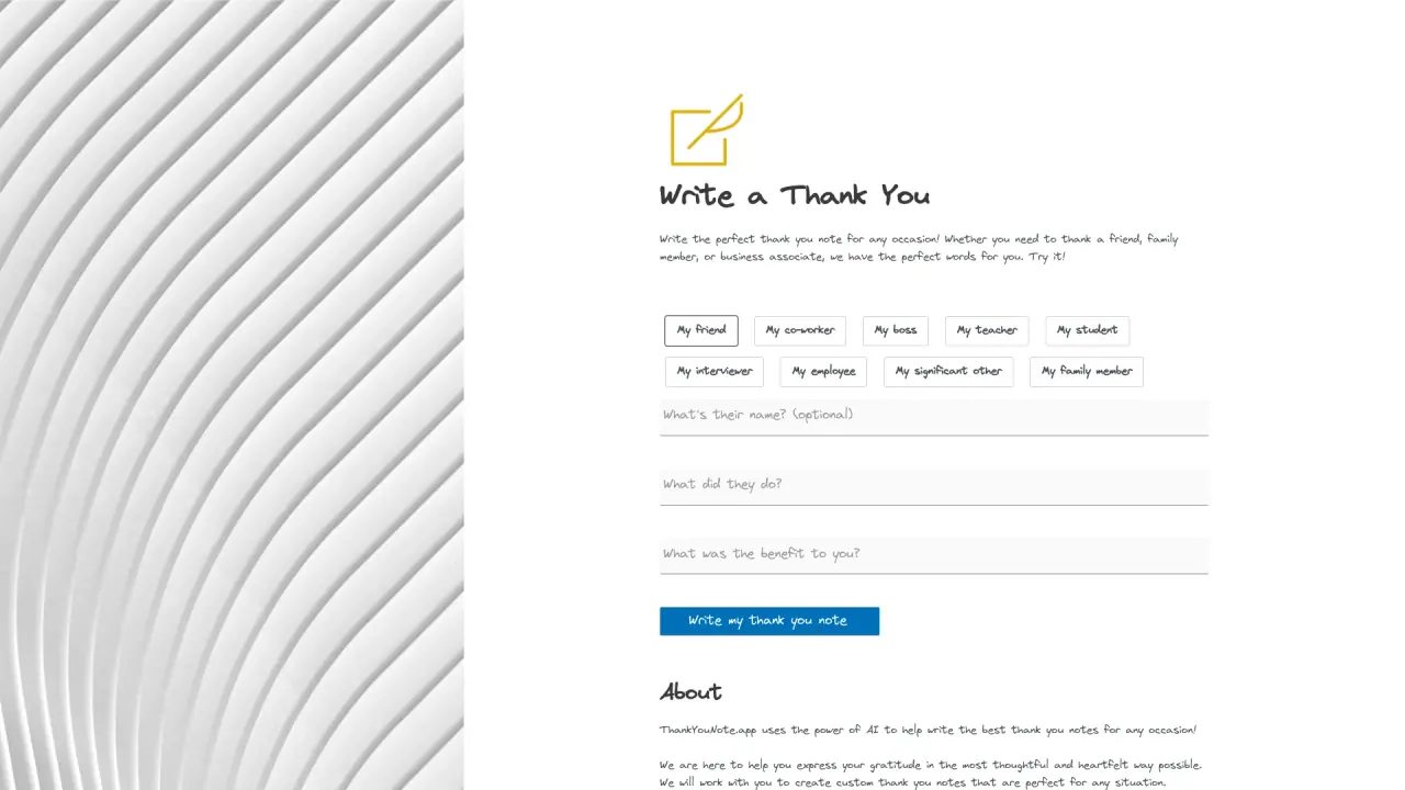 ThankYouNote screenshot