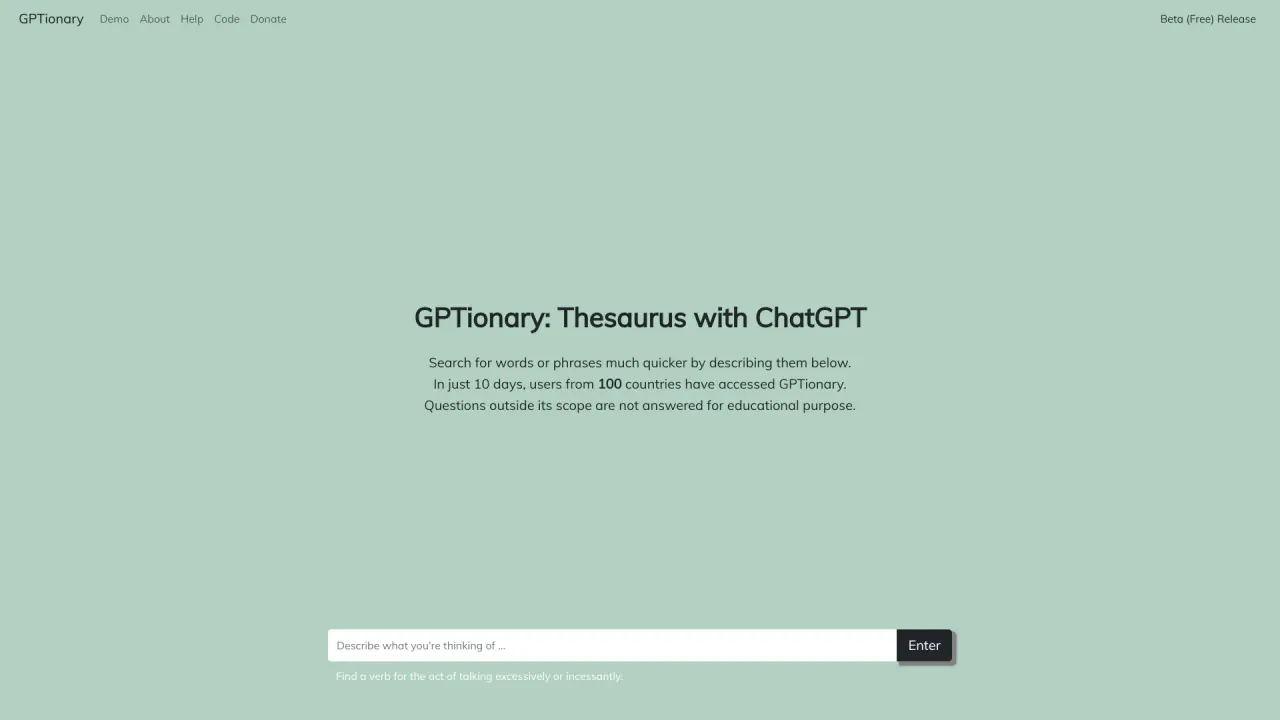 Gptionary screenshot