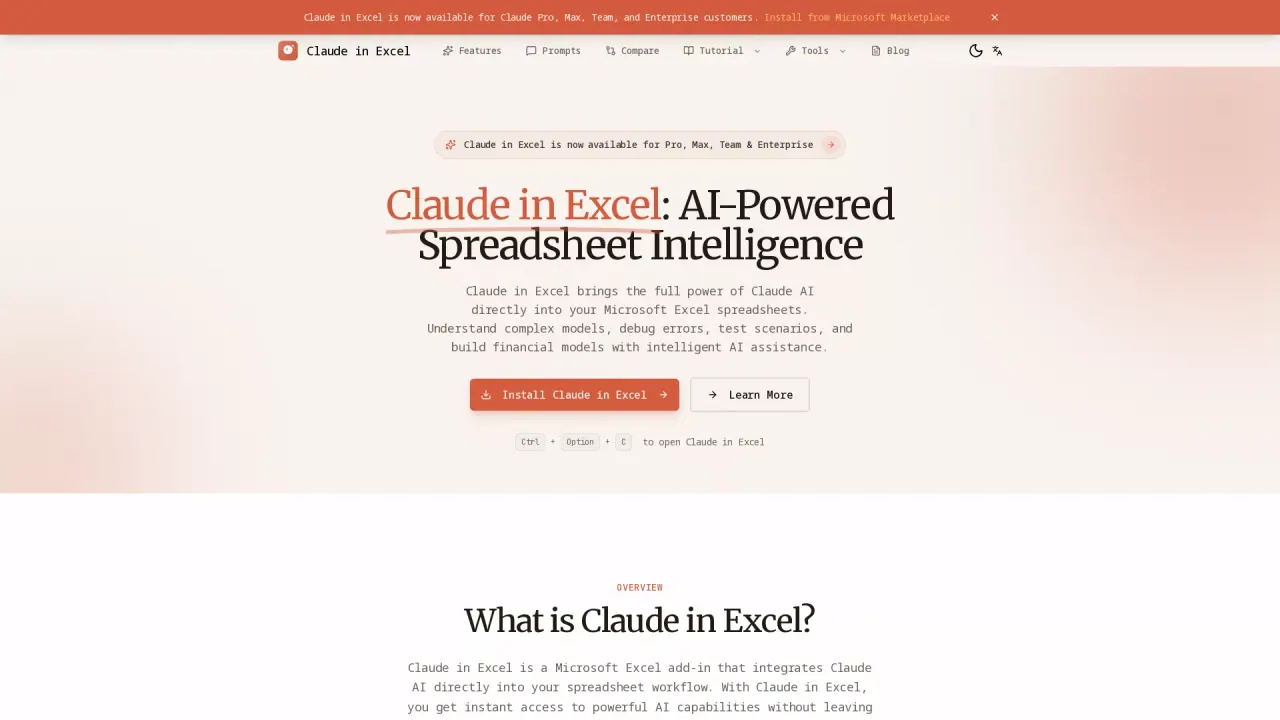 Claude in excel screenshot