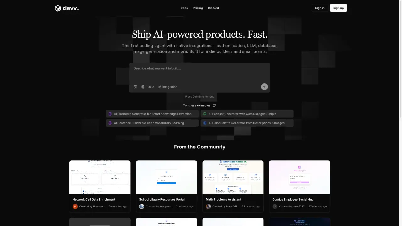 Devv screenshot
