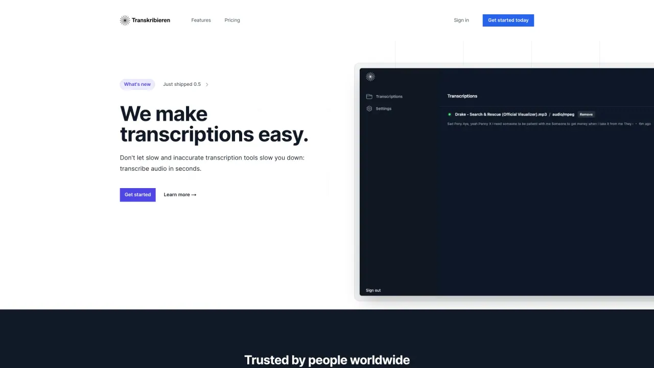 Transkribieren screenshot