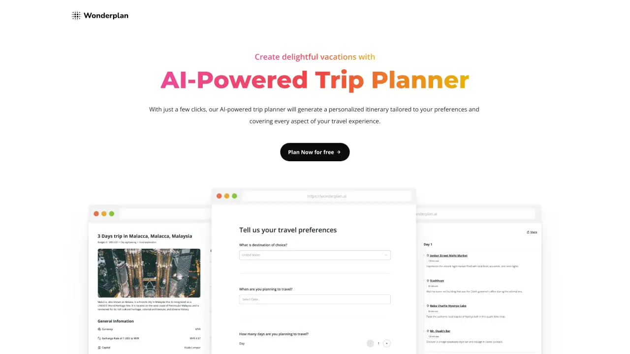 Wonderplan screenshot