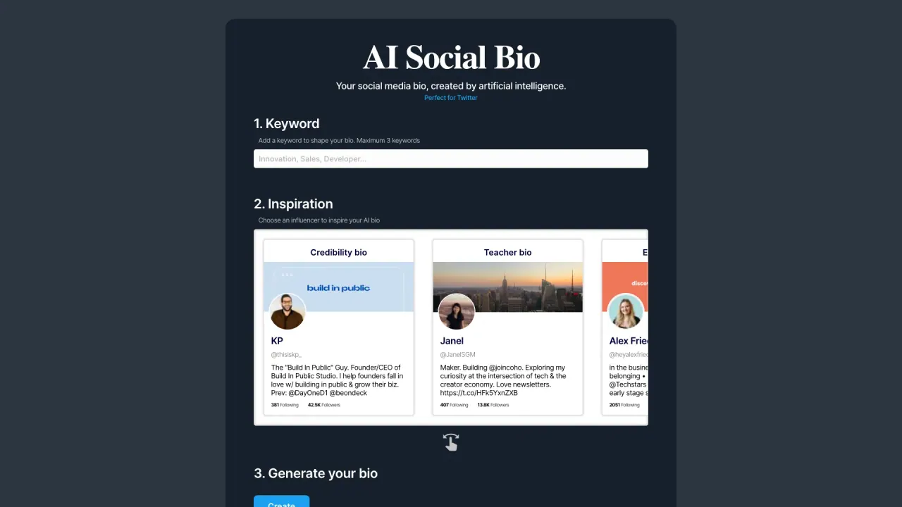 AISocialBio screenshot