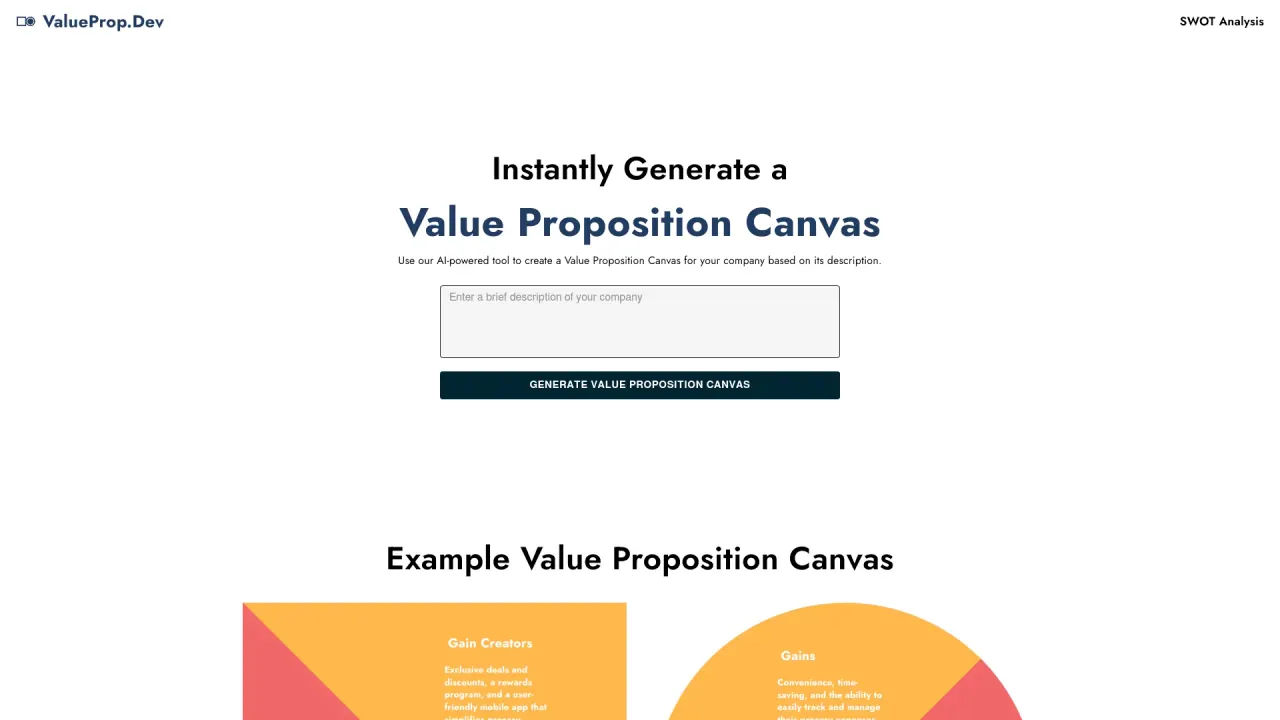 Value Prop Canvas screenshot
