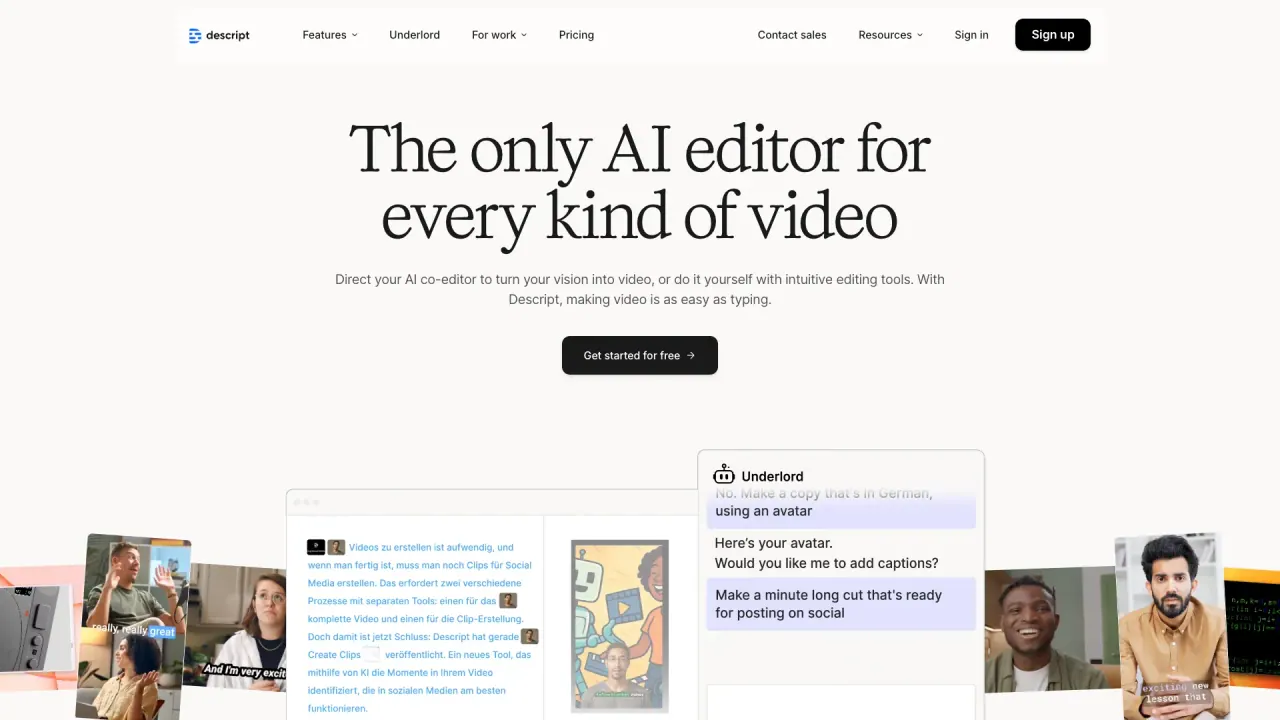 Descript screenshot