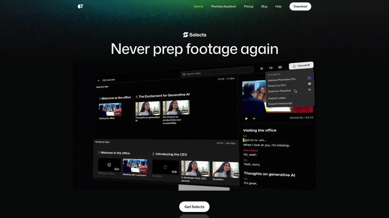 Selects screenshot
