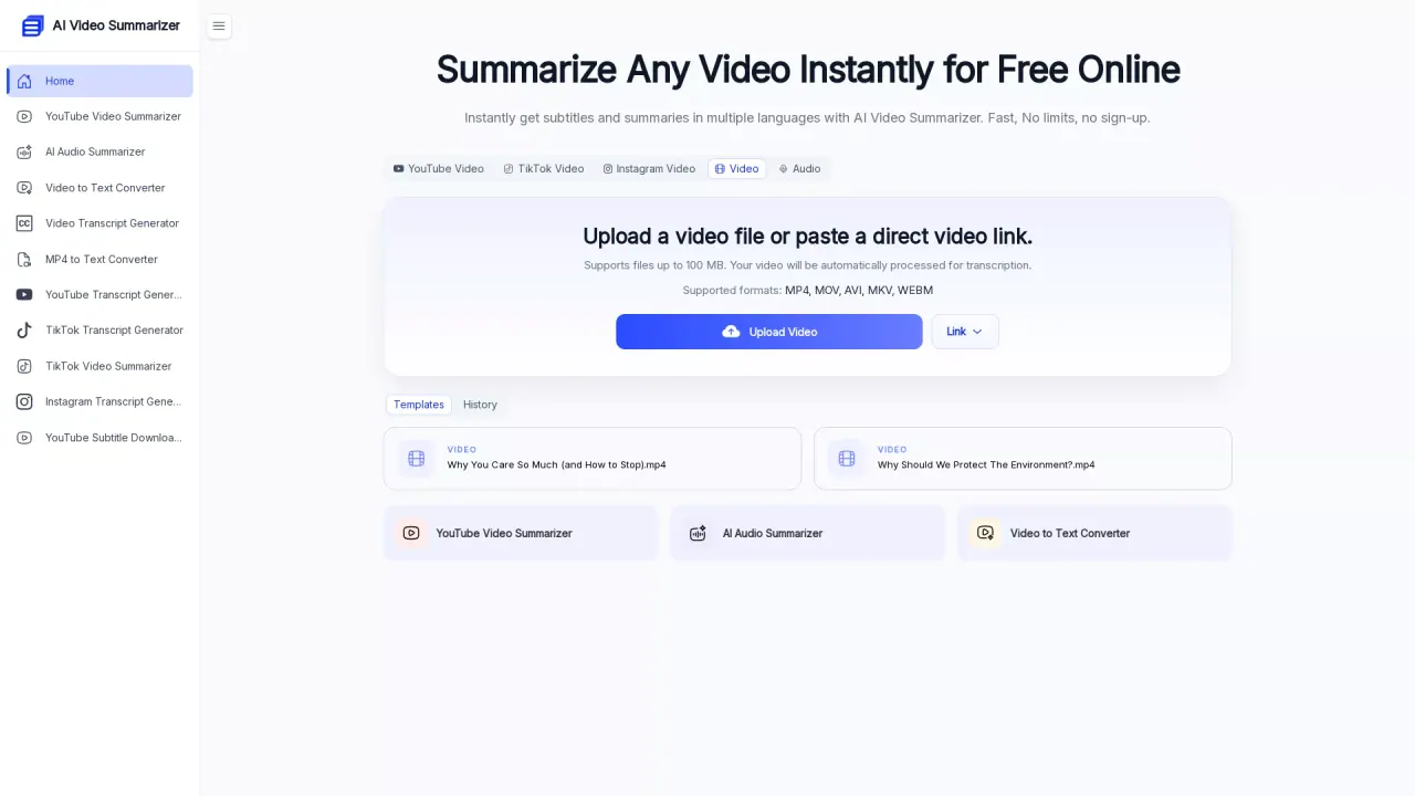 AIVideoSummarizer screenshot