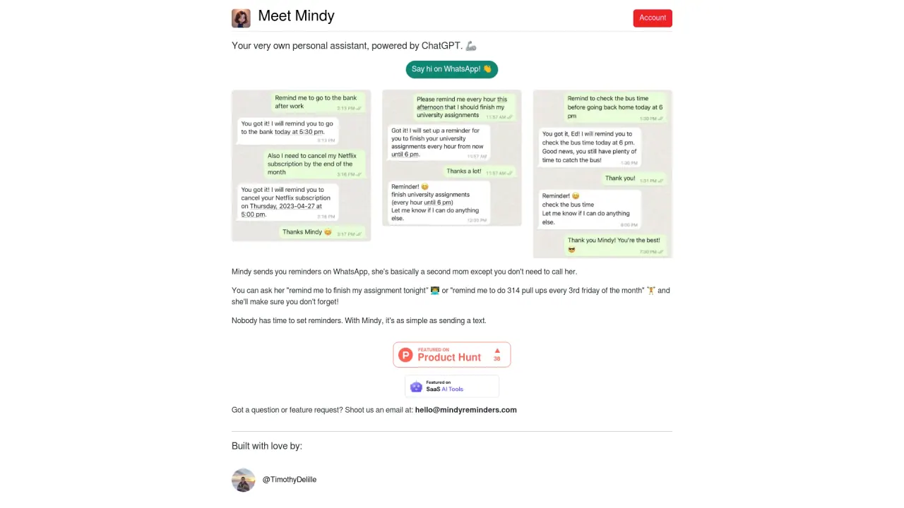 MindyReminders screenshot