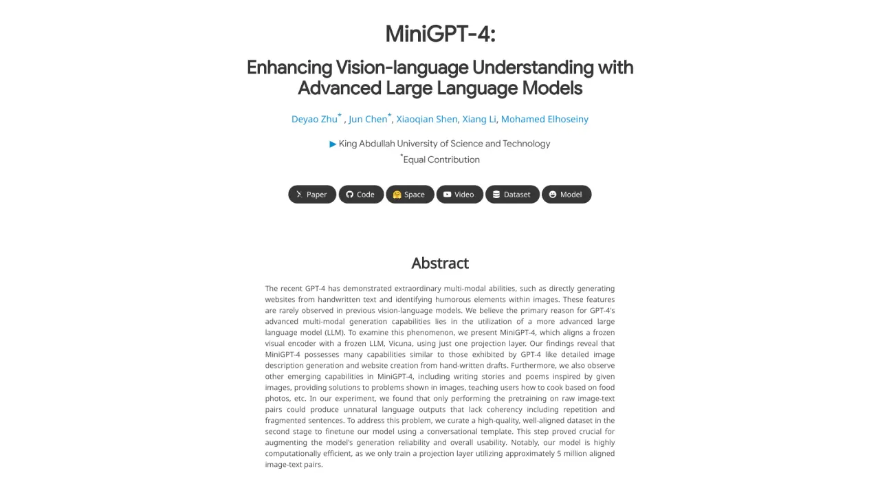 MiniGPT-4 screenshot