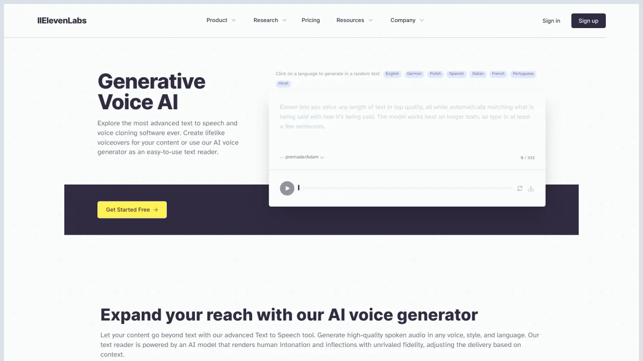 Elevenlabs screenshot