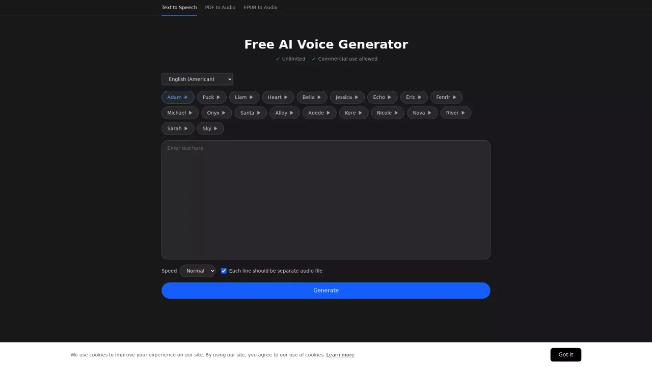 Voice-Generator.com screenshot