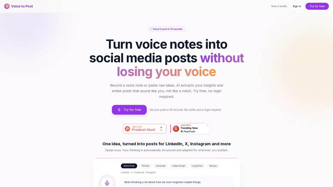 VoiceToPost screenshot