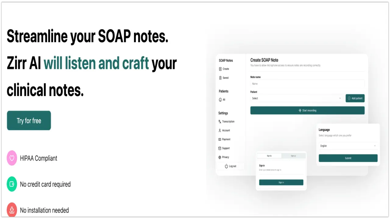 Zirr AI Medical Scribe screenshot
